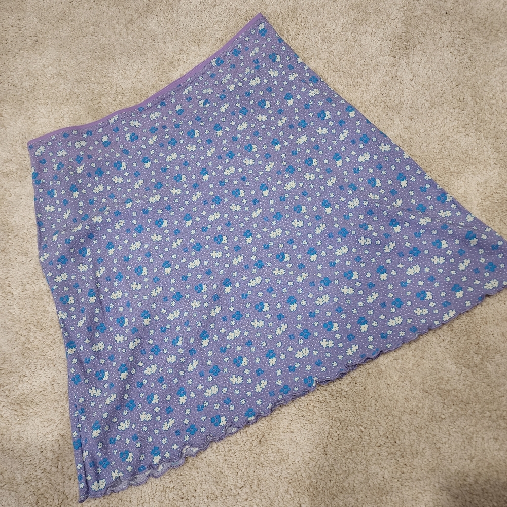 Free People Floral Purple Blue Skirt